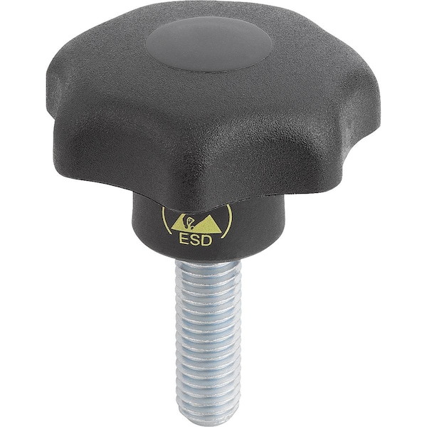 Kipp Star Grip Antistatic To DIN6336 D1=40 D=M08X25, Form:L, Thermoplastic Black Ral9011, Comp:Steel K0155.11408124X25 - main
